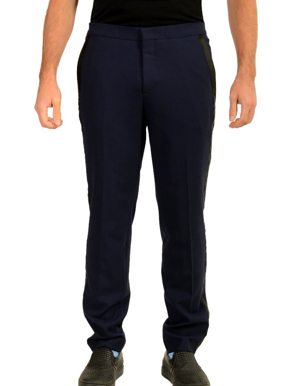 Hugo Boss "Hesten224E1X" Blue Wool Tuxedo Style Pants US 34R IT 50